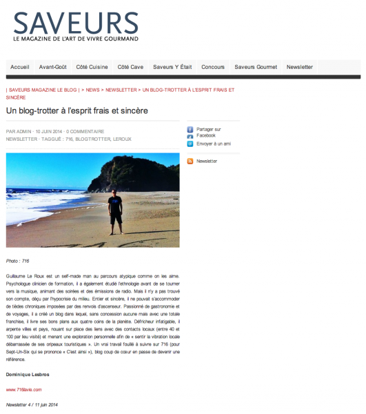 Saveurs Magazine Saveurs Magazine Newsletter - 2014:06:11